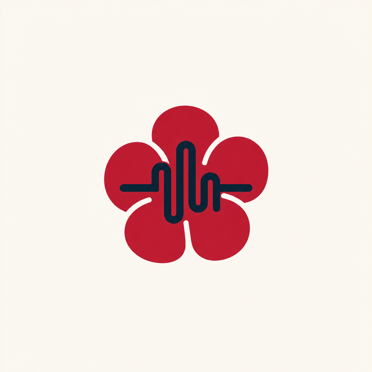 Hibiscus Teach, deep red hibiscus with a speech waveform